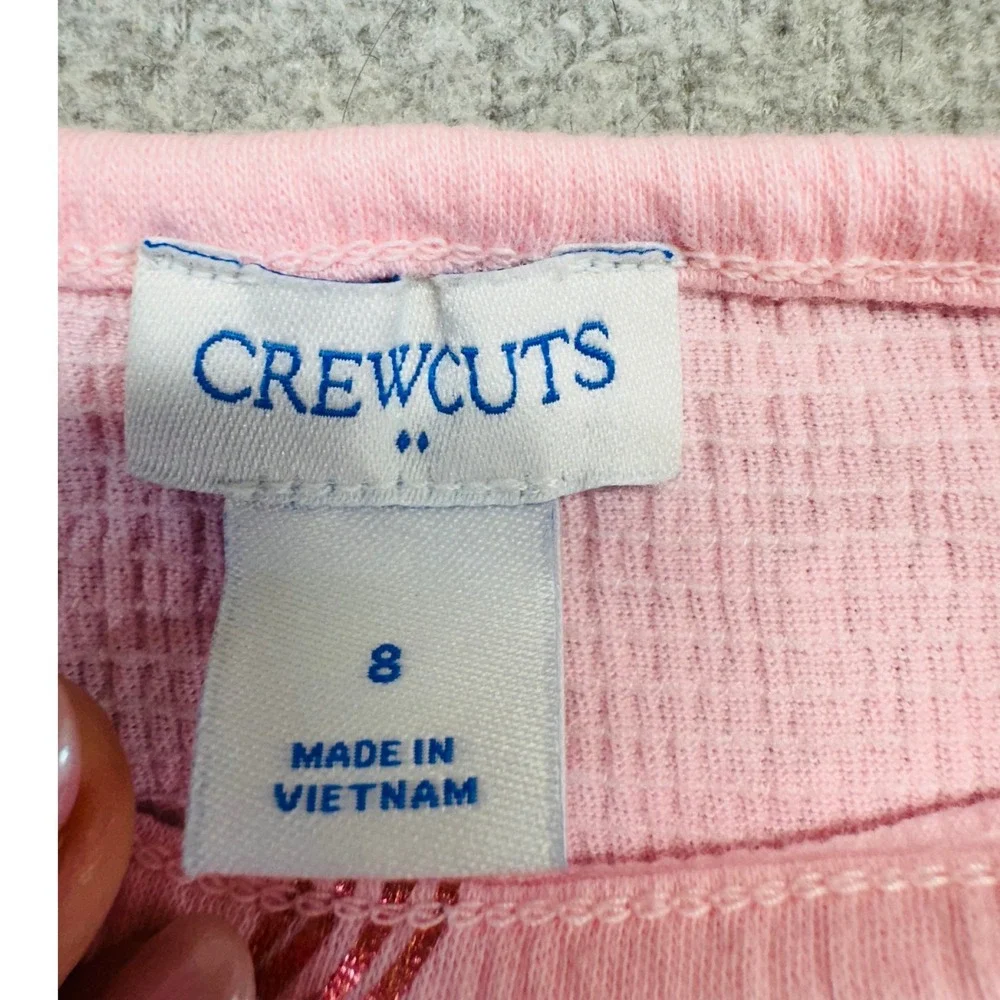 Crewcuts J Crew Girls Size 8 Pink Metallic Bow Print Long Sleeve Dress School